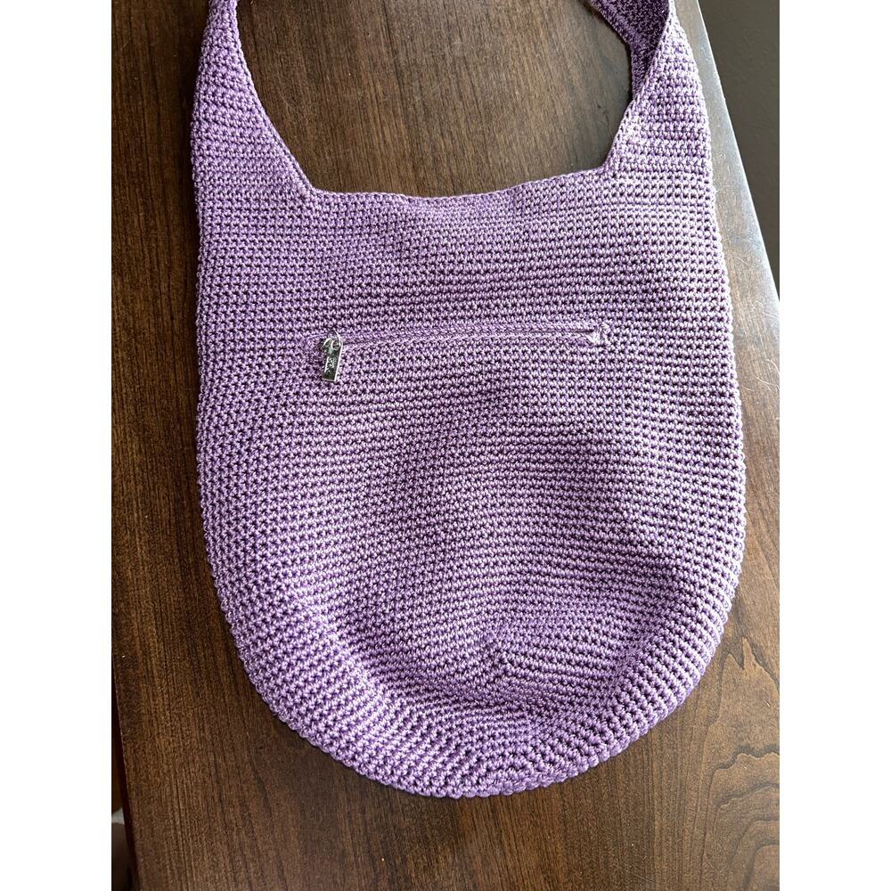 The Sak lavender crocheted shoulder bag unstructured hobo purse - Picture 5 of 11